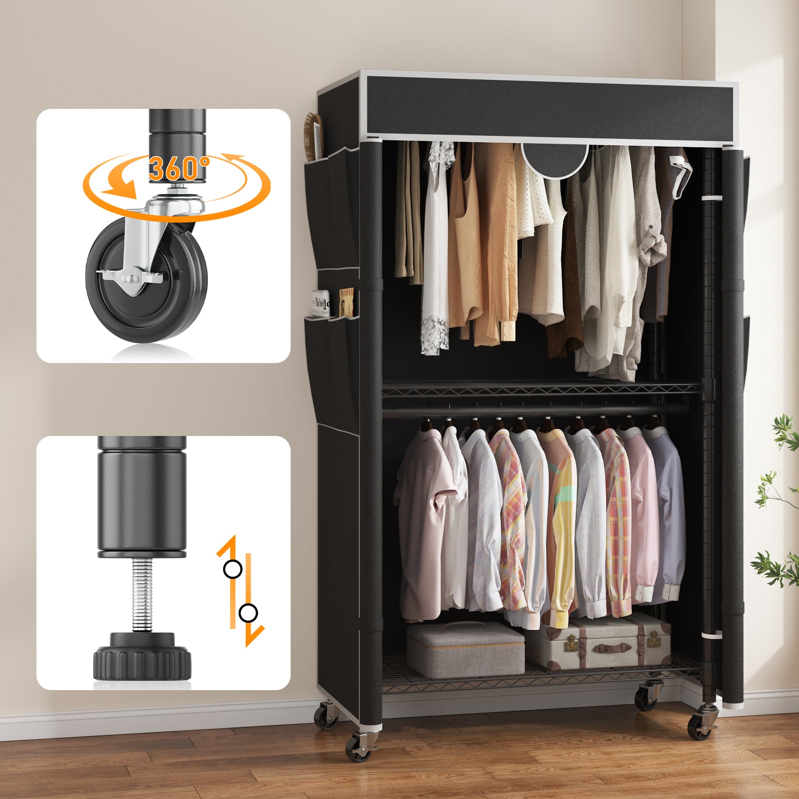 Closet System Rotating Closet Rack Homdox Rolling Garment Rack