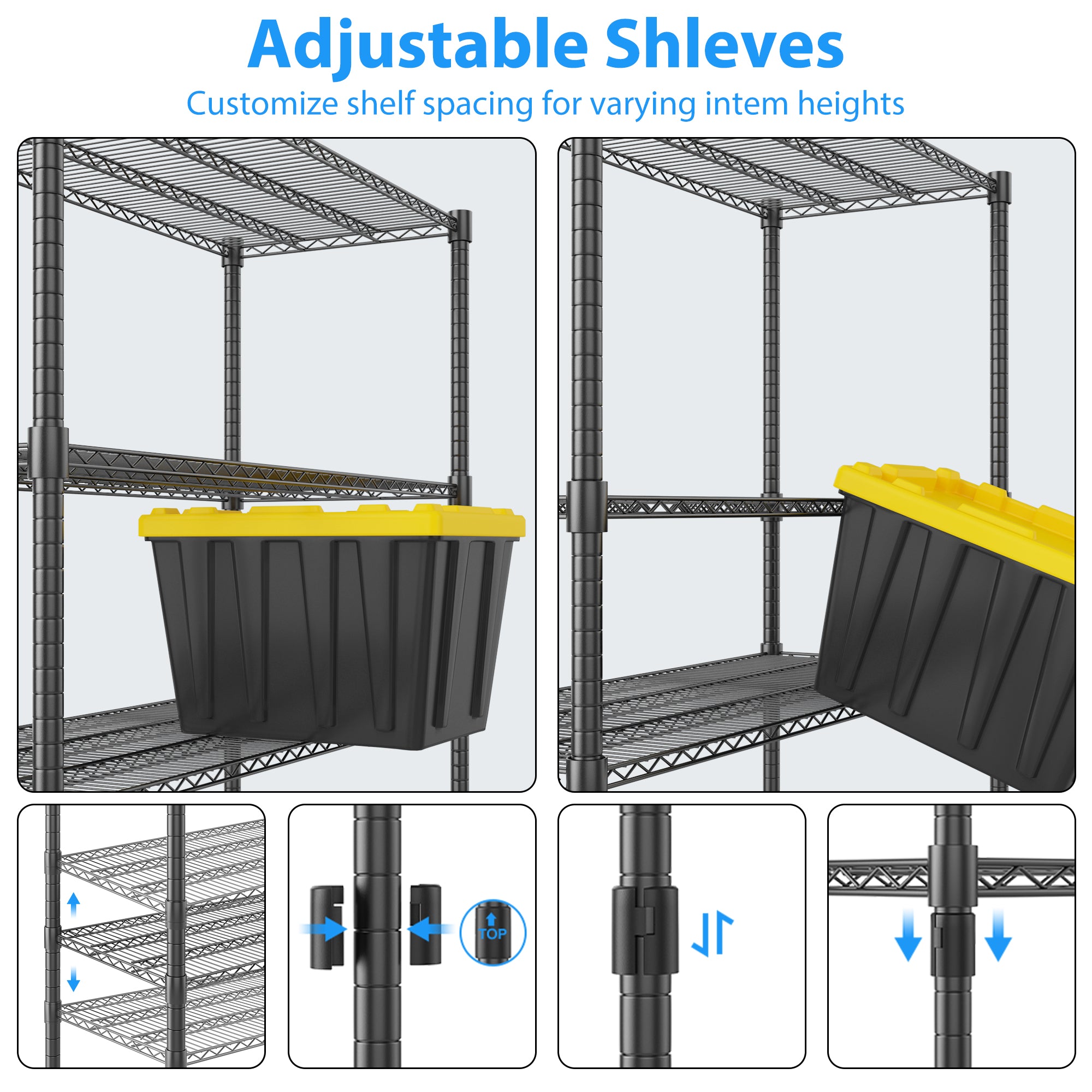 FAMIDGE 4-Tier Wire Shelving Unit - 28.9" W X 11.8" D X 57.5" H, Heavy Duty Metal Storage Rack For Garage, Pantry, Laundry Room (Silver)