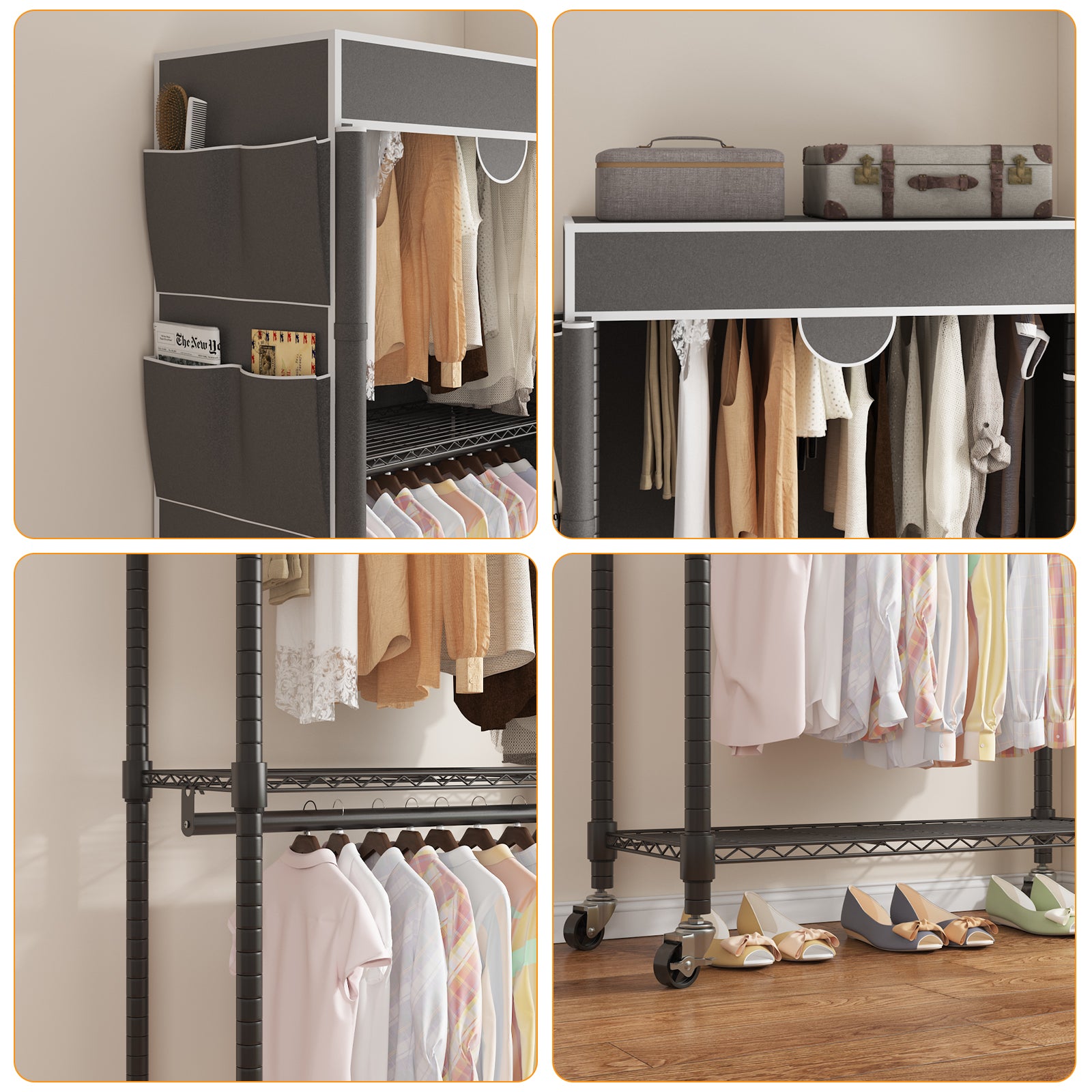 Amazon Ft Closet Rod Homdox Rolling Garment Rack With Cover, Heavy