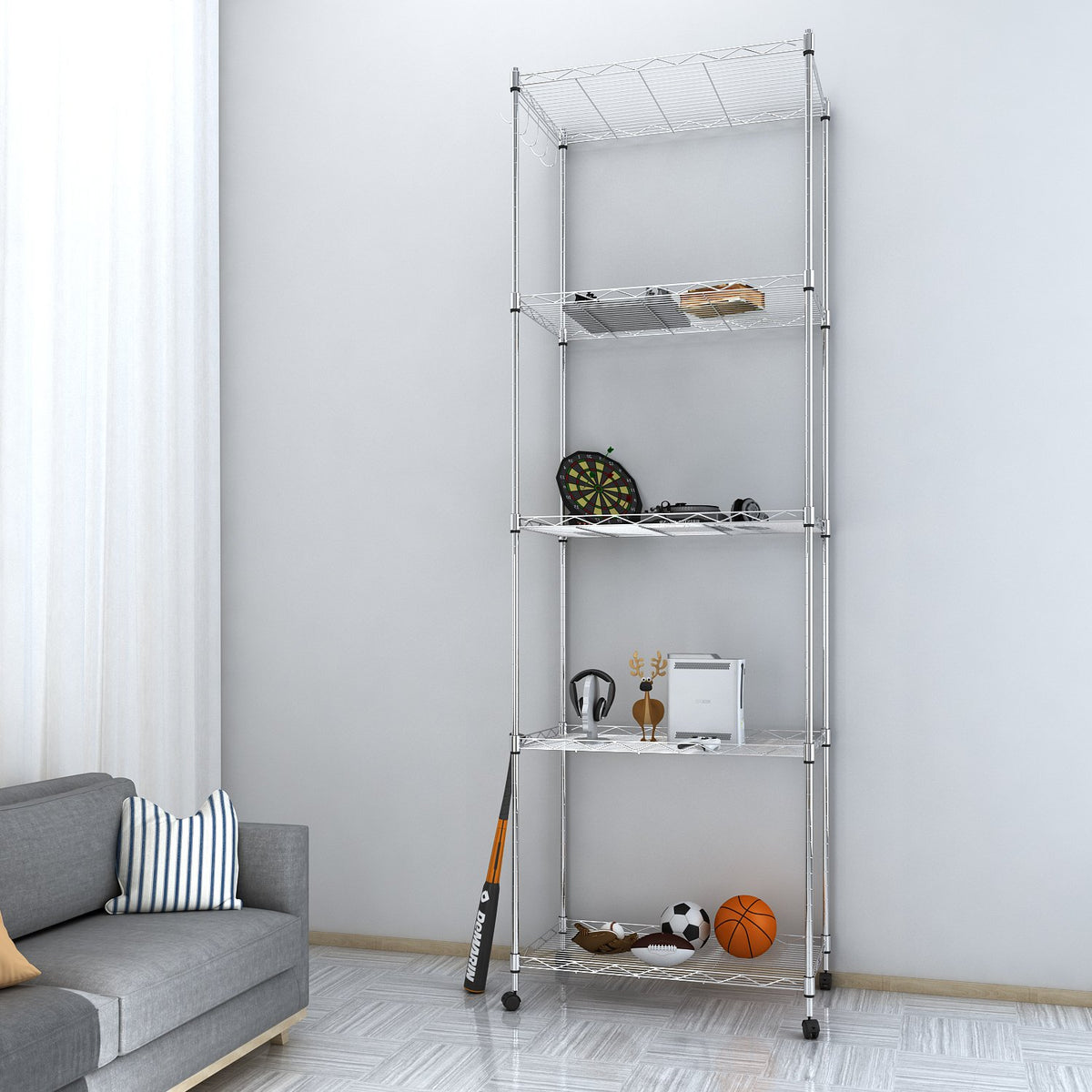 Homdox 5 Tier Steel Wire Shelving Unit Chrome Shelves Heavy Duty Rack