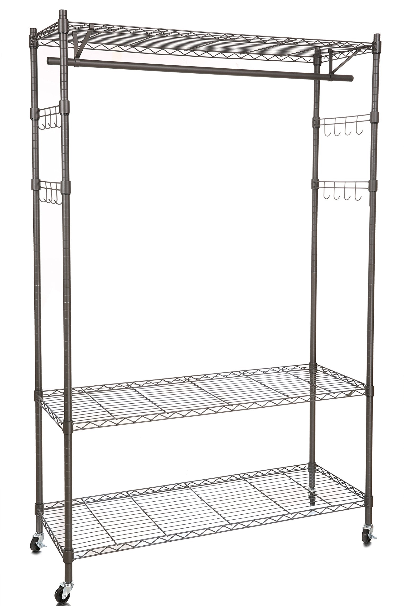 Homdox Heavy Duty Garment Rack with Closet Organizer Storage, Clothing  Racks for Hanging Clothes with Wire Metal Baskets Drawer, Large Size  Commercial