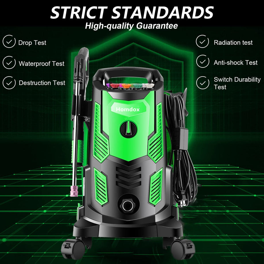 Homdox HX3000 Portable Pressure Washer with Hose Reel, 1800W/1.7 GPM E